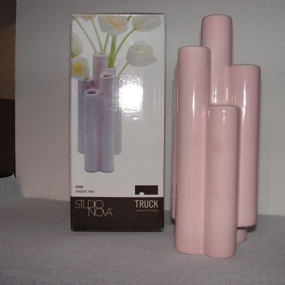 Mikasa Truck Tangent Vase Pink Ceramic - Picture 8 of 11